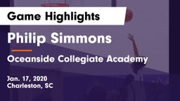 Philip Simmons  vs Oceanside Collegiate Academy Game Highlights - Jan. 17, 2020