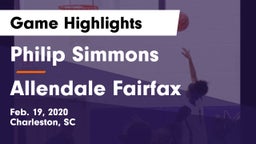 Philip Simmons  vs Allendale Fairfax Game Highlights - Feb. 19, 2020