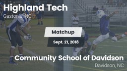 Matchup: Highland Tech vs. Community School of Davidson 2018