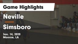 Neville  vs Simsboro  Game Highlights - Jan. 14, 2020