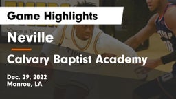 Neville  vs Calvary Baptist Academy  Game Highlights - Dec. 29, 2022