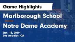 Marlborough School vs Notre Dame Academy Game Highlights - Jan. 15, 2019