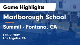 Marlborough School vs Summit  - Fontana, CA Game Highlights - Feb. 7, 2019