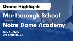 Marlborough School vs Notre Dame Academy Game Highlights - Jan. 16, 2020