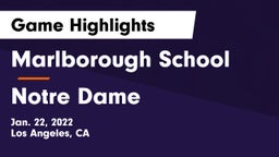 Marlborough School vs Notre Dame Game Highlights - Jan. 22, 2022