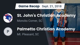 Recap: St. John's Christian Academy  vs. Palmetto Christian Academy  2018