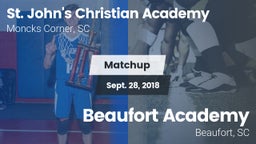 Matchup: St. John's Christian vs. Beaufort Academy  2018