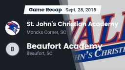 Recap: St. John's Christian Academy  vs. Beaufort Academy  2018