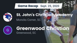 Recap: St. John's Christian Academy  vs. Greenwood Christian  2020