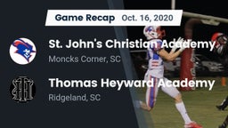 Recap: St. John's Christian Academy  vs. Thomas Heyward Academy  2020