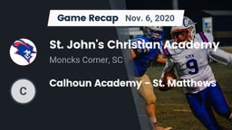 Recap: St. John's Christian Academy  vs. Calhoun Academy - St. Matthews 2020