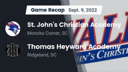 Recap: St. John's Christian Academy  vs. Thomas Heyward Academy 2022