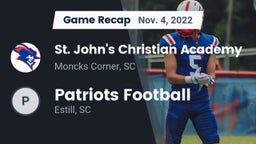 Recap: St. John's Christian Academy  vs. Patriots Football 2022