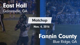 Matchup: East Hall vs. Fannin County  2016