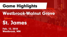 Westbrook-Walnut Grove  vs St. James  Game Highlights - Feb. 12, 2018