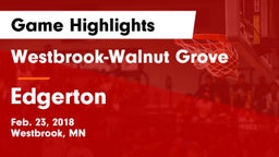 Westbrook-Walnut Grove  vs Edgerton Game Highlights - Feb. 23, 2018