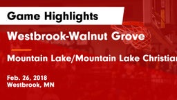Westbrook-Walnut Grove  vs Mountain Lake/Mountain Lake Christian  Game Highlights - Feb. 26, 2018