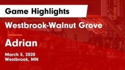 Westbrook-Walnut Grove  vs Adrian Game Highlights - March 5, 2020