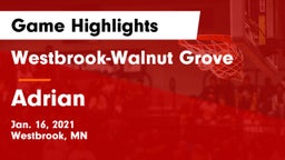 Westbrook-Walnut Grove  vs Adrian  Game Highlights - Jan. 16, 2021