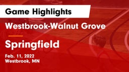 Westbrook-Walnut Grove  vs Springfield  Game Highlights - Feb. 11, 2022