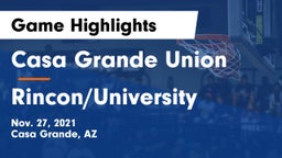 Casa Grande Union  vs Rincon/University  Game Highlights - Nov. 27, 2021