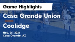 Casa Grande Union  vs Coolidge  Game Highlights - Nov. 26, 2021