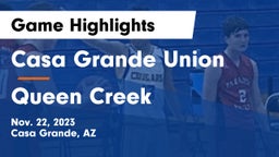 Casa Grande Union  vs Queen Creek  Game Highlights - Nov. 22, 2023
