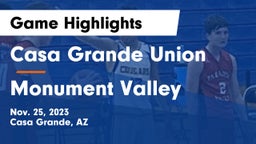 Casa Grande Union  vs Monument Valley  Game Highlights - Nov. 25, 2023