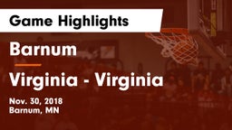 Barnum  vs Virginia  - Virginia Game Highlights - Nov. 30, 2018