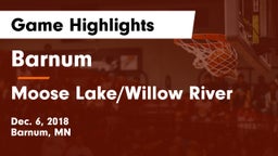 Barnum  vs Moose Lake/Willow River Game Highlights - Dec. 6, 2018