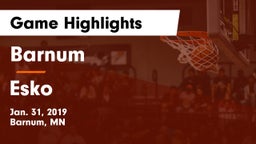 Barnum  vs Esko  Game Highlights - Jan. 31, 2019