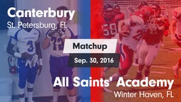 Matchup: Canterbury vs. All Saints' Academy  2016