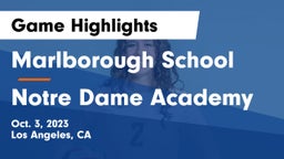Marlborough School vs Notre Dame Academy Game Highlights - Oct. 3, 2023