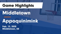 Middletown  vs Appoquinimink  Game Highlights - Feb. 13, 2020