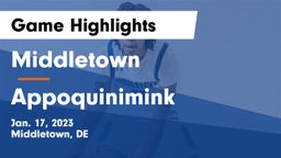 Middletown  vs Appoquinimink  Game Highlights - Jan. 17, 2023