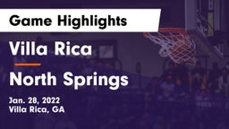 Villa Rica  vs North Springs  Game Highlights - Jan. 28, 2022