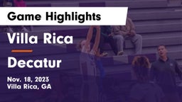 Villa Rica  vs Decatur  Game Highlights - Nov. 18, 2023