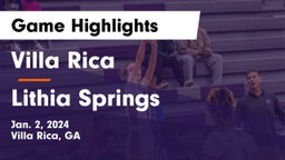 Villa Rica  vs Lithia Springs  Game Highlights - Jan. 2, 2024