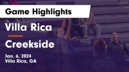 Villa Rica  vs Creekside  Game Highlights - Jan. 6, 2024