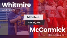 Matchup: Whitmire vs. McCormick  2020