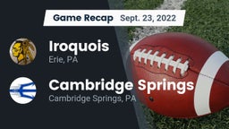 Recap: Iroquois  vs. Cambridge Springs  2022