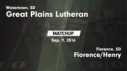 Matchup: Great Plains Luthera vs. Florence/Henry  2016