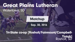 Matchup: Great Plains Luthera vs. Tri-State co-op [Rosholt/Fairmount/Campbell-Tintah]  2016