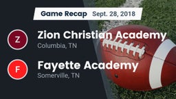 Recap: Zion Christian Academy  vs. Fayette Academy  2018