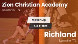 Matchup: Zion Christian Aca vs. Richland  2020