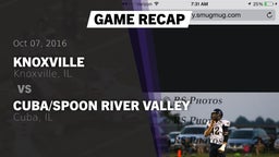 Recap: Knoxville  vs. Cuba/Spoon River Valley  2016