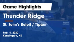 Thunder Ridge  vs St. John's Beloit / Tipton Game Highlights - Feb. 4, 2020