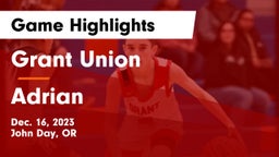 Grant Union  vs Adrian  Game Highlights - Dec. 16, 2023