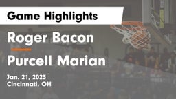 Roger Bacon  vs Purcell Marian  Game Highlights - Jan. 21, 2023