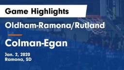 Oldham-Ramona/Rutland  vs Colman-Egan  Game Highlights - Jan. 2, 2020